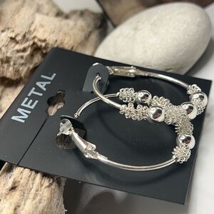 Silver Hoop METAL Earrings $16ea / 3 for $25